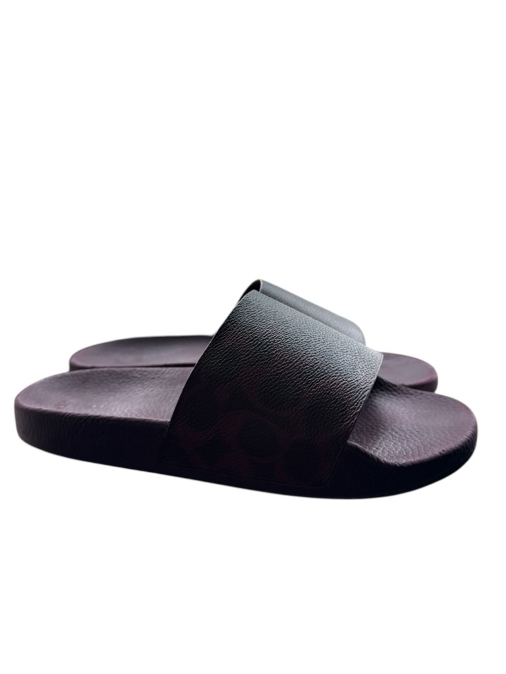 Coach Udele Patterned Slide Sandals in Deep Plum and Black - Picture 2 of 4
